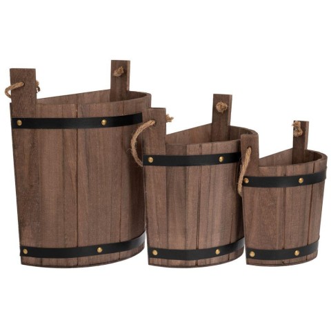 SET 3 SECCHI FIORIERE LEGNO